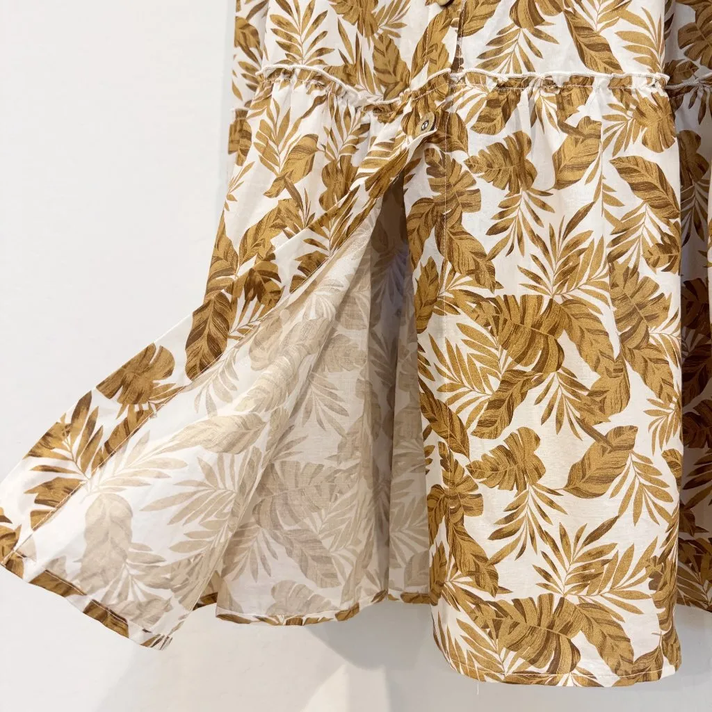 Eberjey Nolita Womens Peasant Tiered Midi Maxi Skirt in‎ Tan White Size Small - Image 4