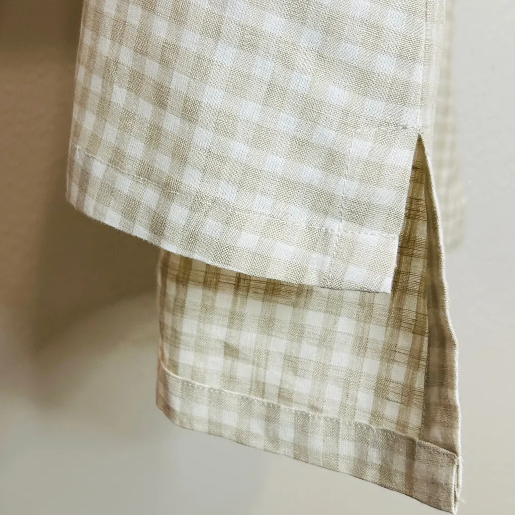 Appleseeds beige gingham button front tunic top long sleeve lightweight Large Tan - Image 8