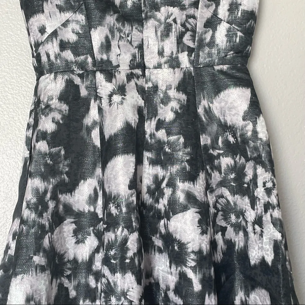 NWT Talbots Petites Metallic Floral Black/White Cocktail Fit & Flare Dress Sz 2P - Image 7