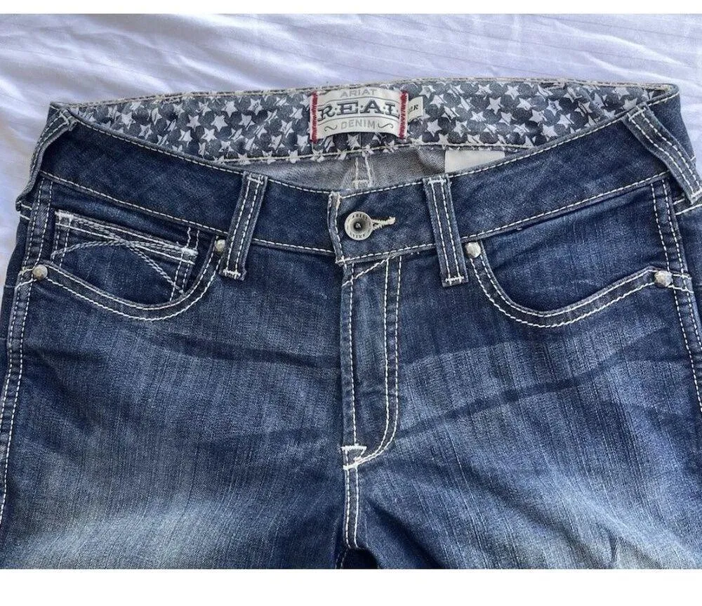 Ariat Cutoff Bermuda Real Denim Jean Shorts Women’s 32R Stretchy Cowboy Western - Image 8