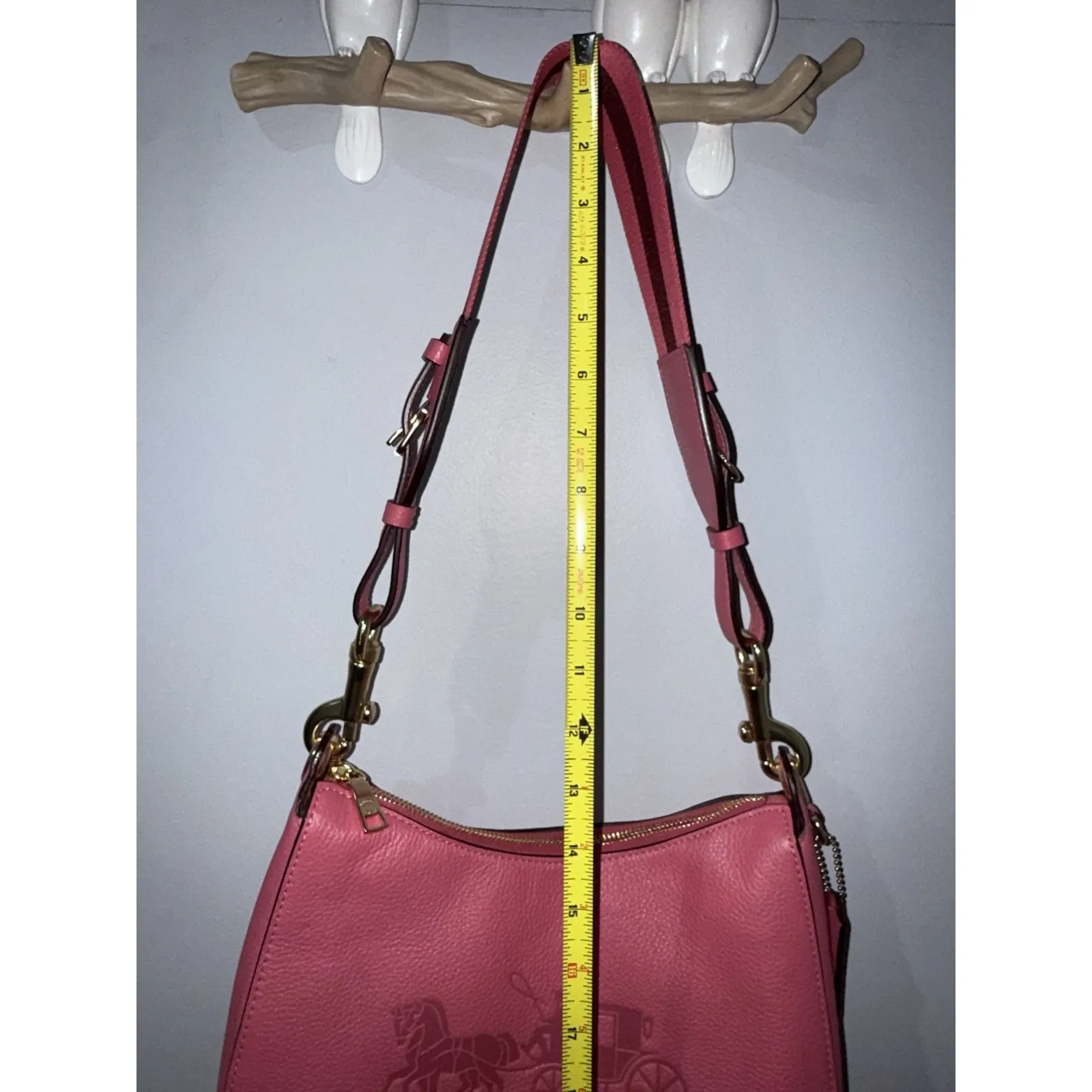 Coach F72702 Pink Jes Hobo Horse & Carriage Saddle Pebbled Leather Shoulder‎ Bag - Image 14