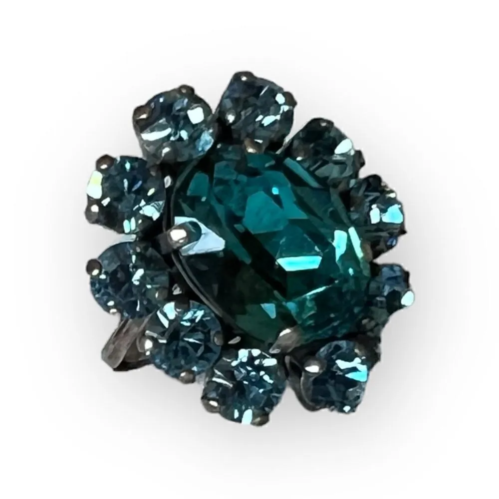 KRIKOR-COLLECTION Huge Krikor.de Blue Topaz Swarovski Crystal Silver Ring - Image 6