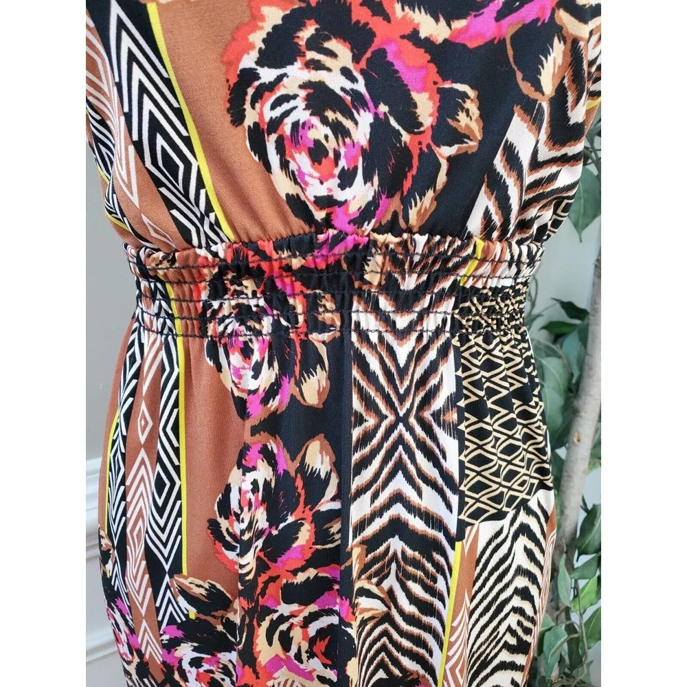 BISOU BISOU Women's Multicolor Sleeveless Scoop Neck Knee Length Dress Size 14 - Image 3