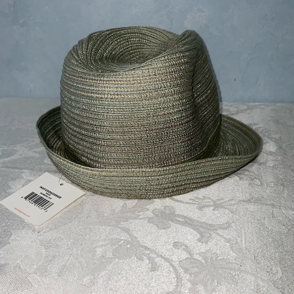 The San Diego Hat Company Four Buttons Light Olive Fedora Hat Women’s OS NWT - Image 4