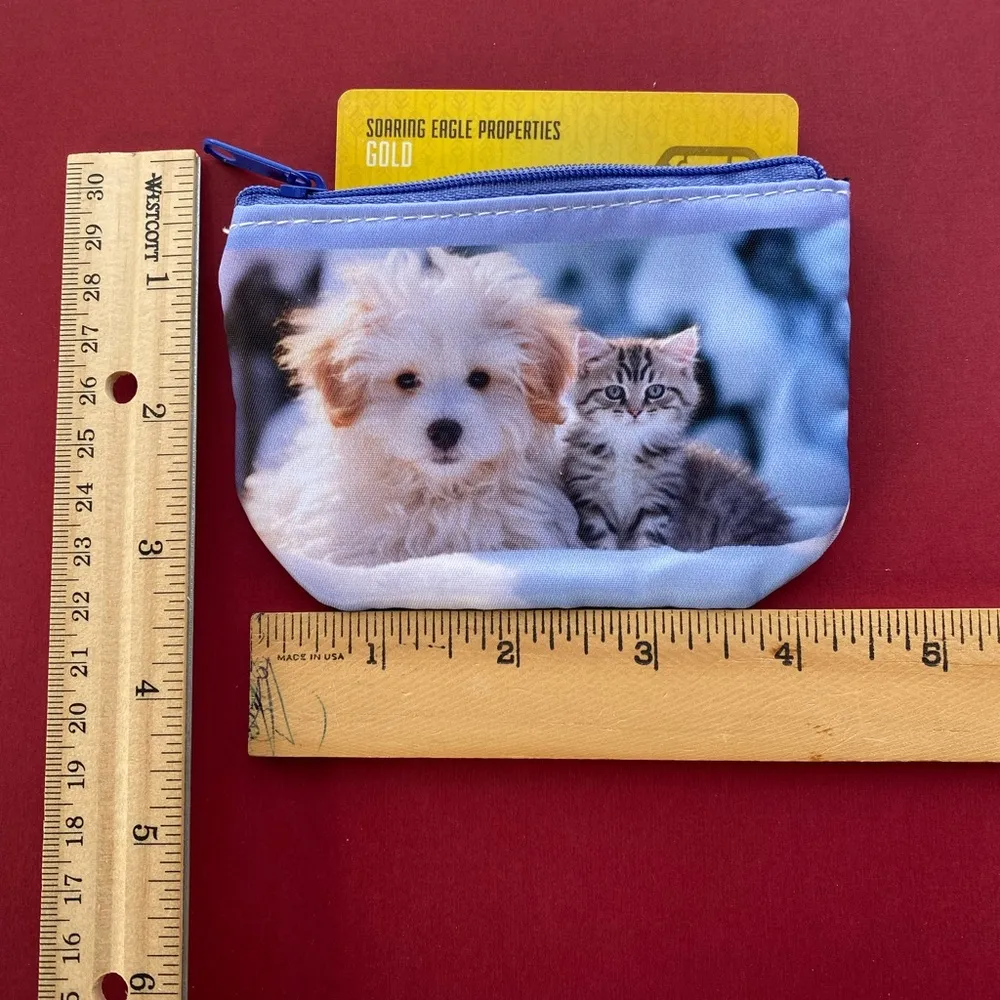 Goanna Art hand made coin pouch top zip
Photo of puppy and kitty Blue - Image 2