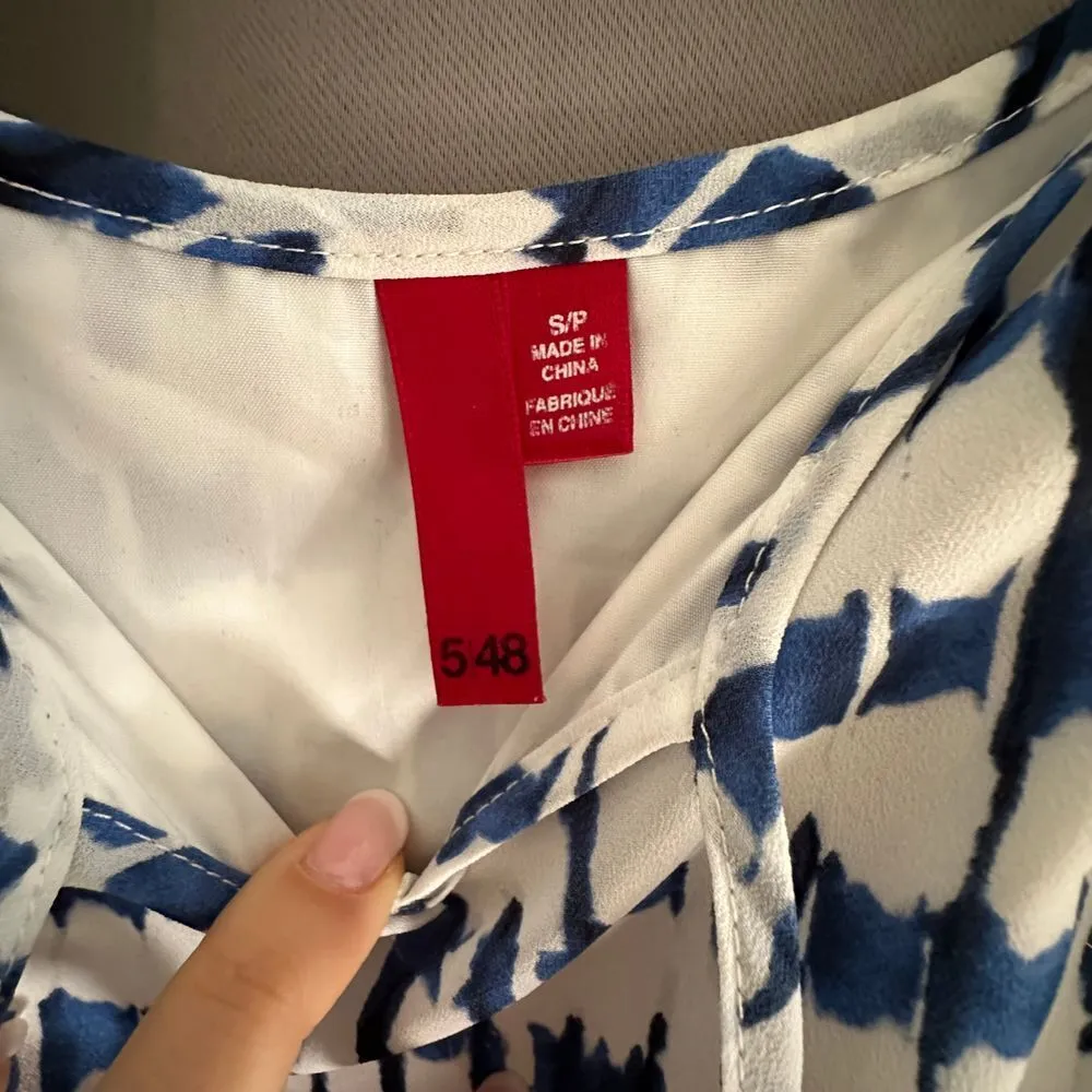 Saks Fifth Ave 5/48 blue and‎ white mini dress size small - Image 2