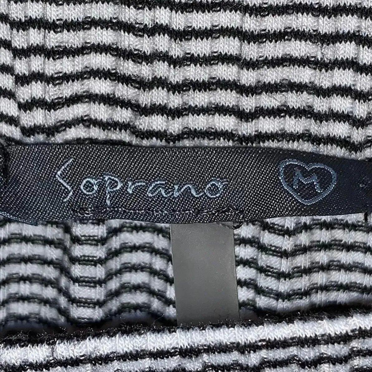 Soprano Off-Shoulder Stripe Knit Top Relaxed Drape Short Sleeve - Image 6