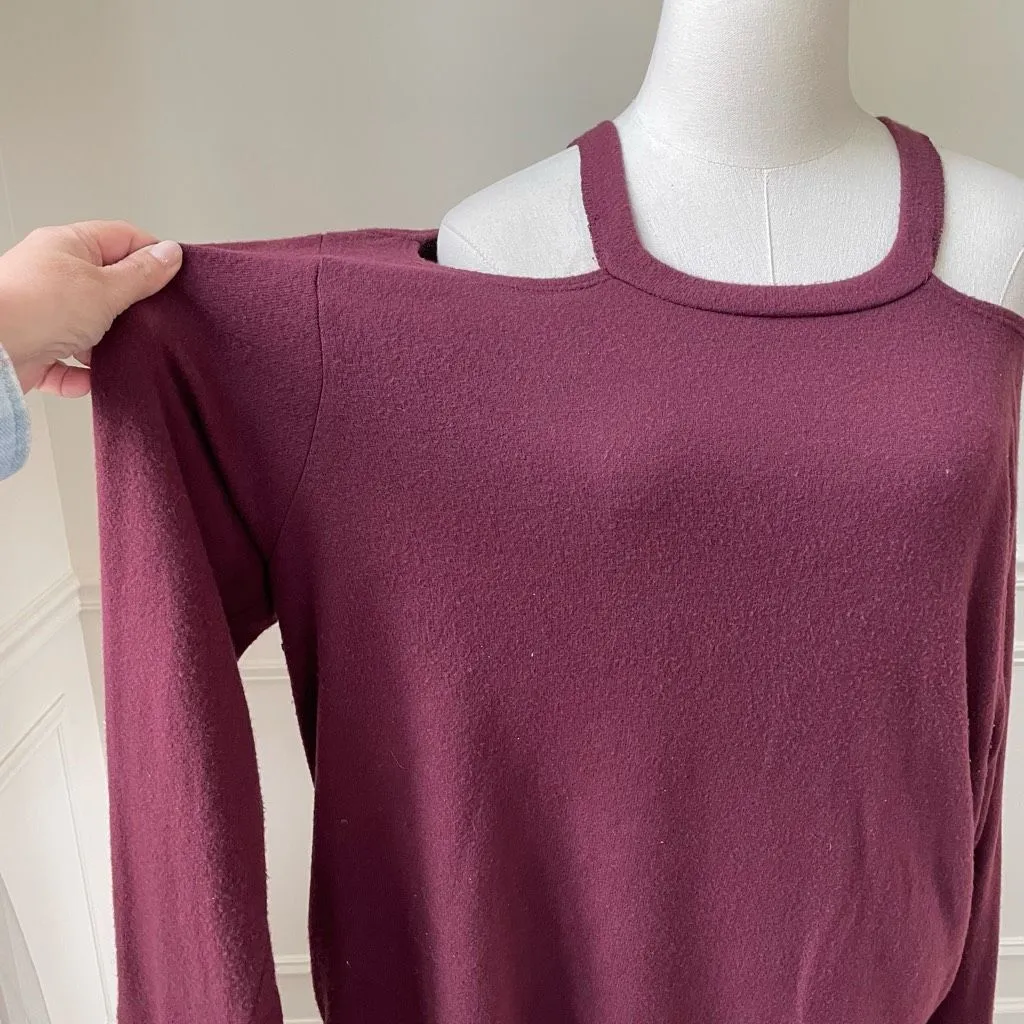 LNA Burgundy Cold Shoulder Super Soft Shirt 2X - Image 3
