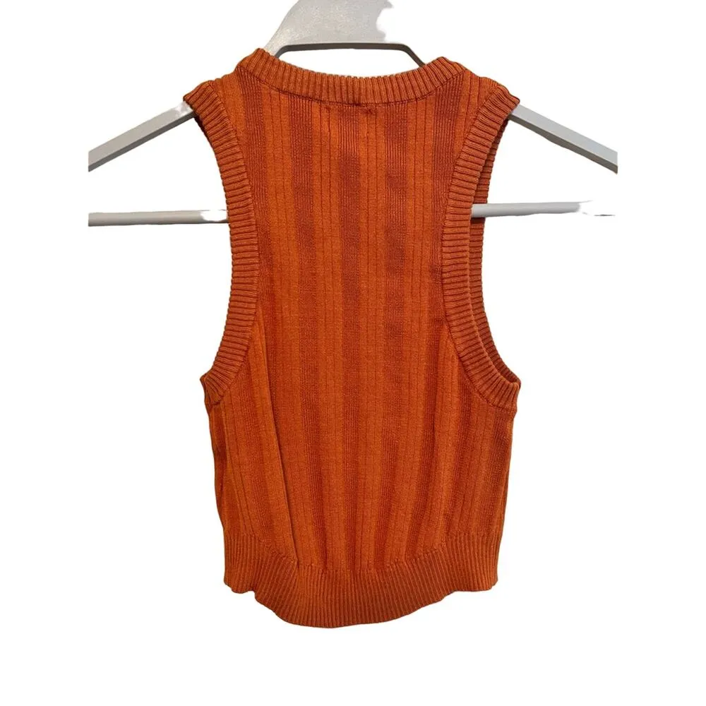 Cotton On Sweater Vest Tank Burnt Orange Size: Small Perfect for Fall - Image 2