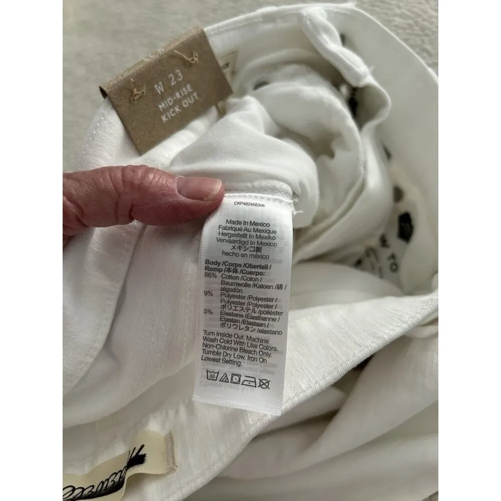 Madewell Mid Rise Kick Out Ankle Length Jeans Pure White Womens Size 23 - Image 11