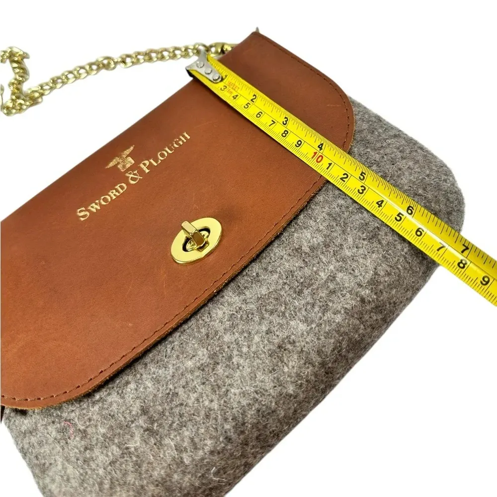 SWORD & PLOUGH Grey Wool Crossbody Bag - Image 6