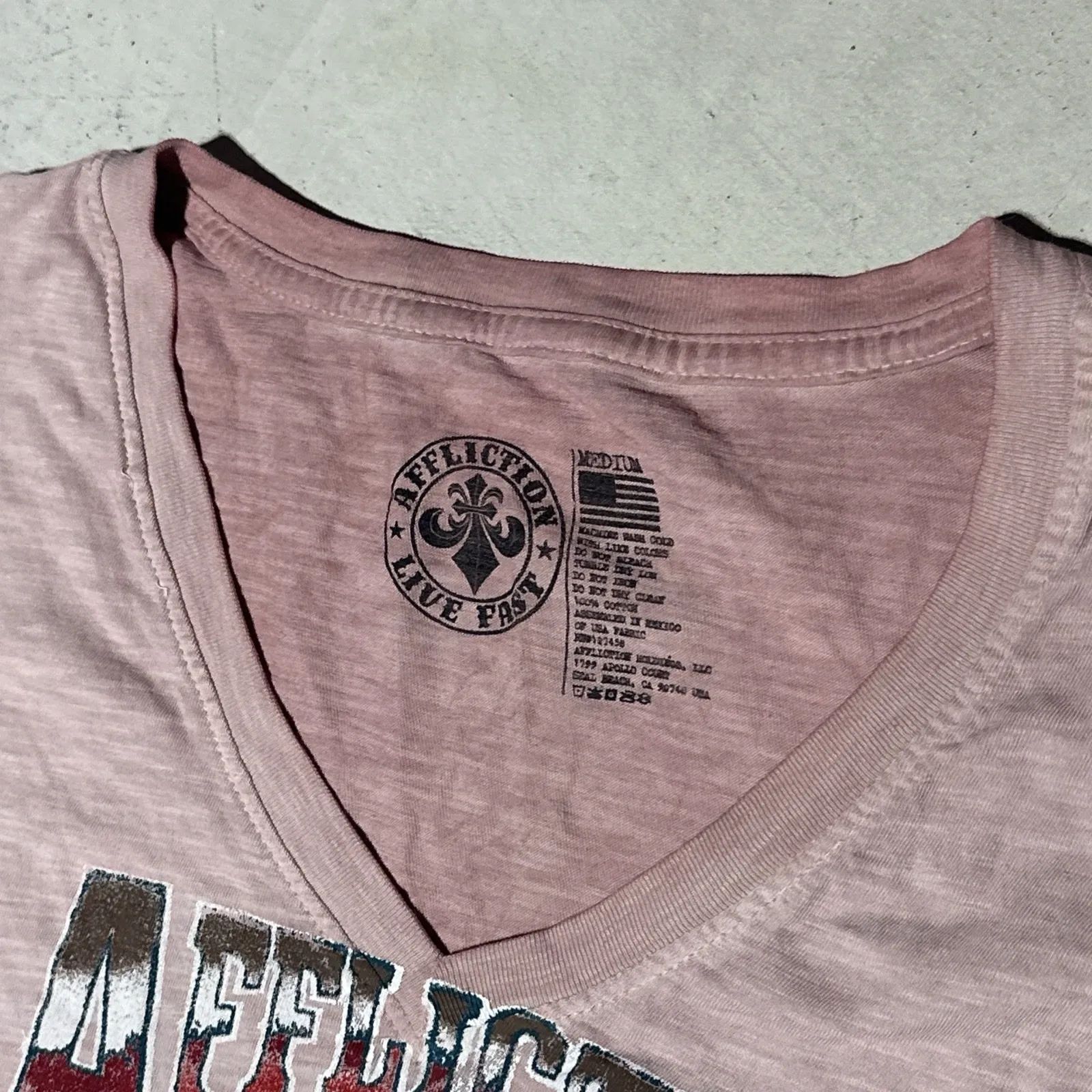New Women's Affliction SS Desert Ride Pink Biker Tattoo Tee T-Shirt Top SZ M - Image 3