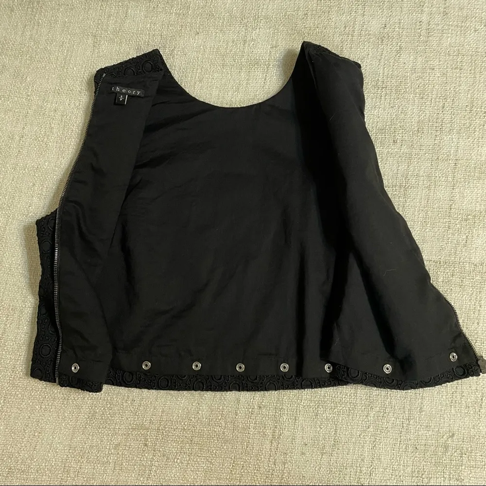 Theory  Women’s Cropped Black Sleeveless Top With Zippered Back - Image 10