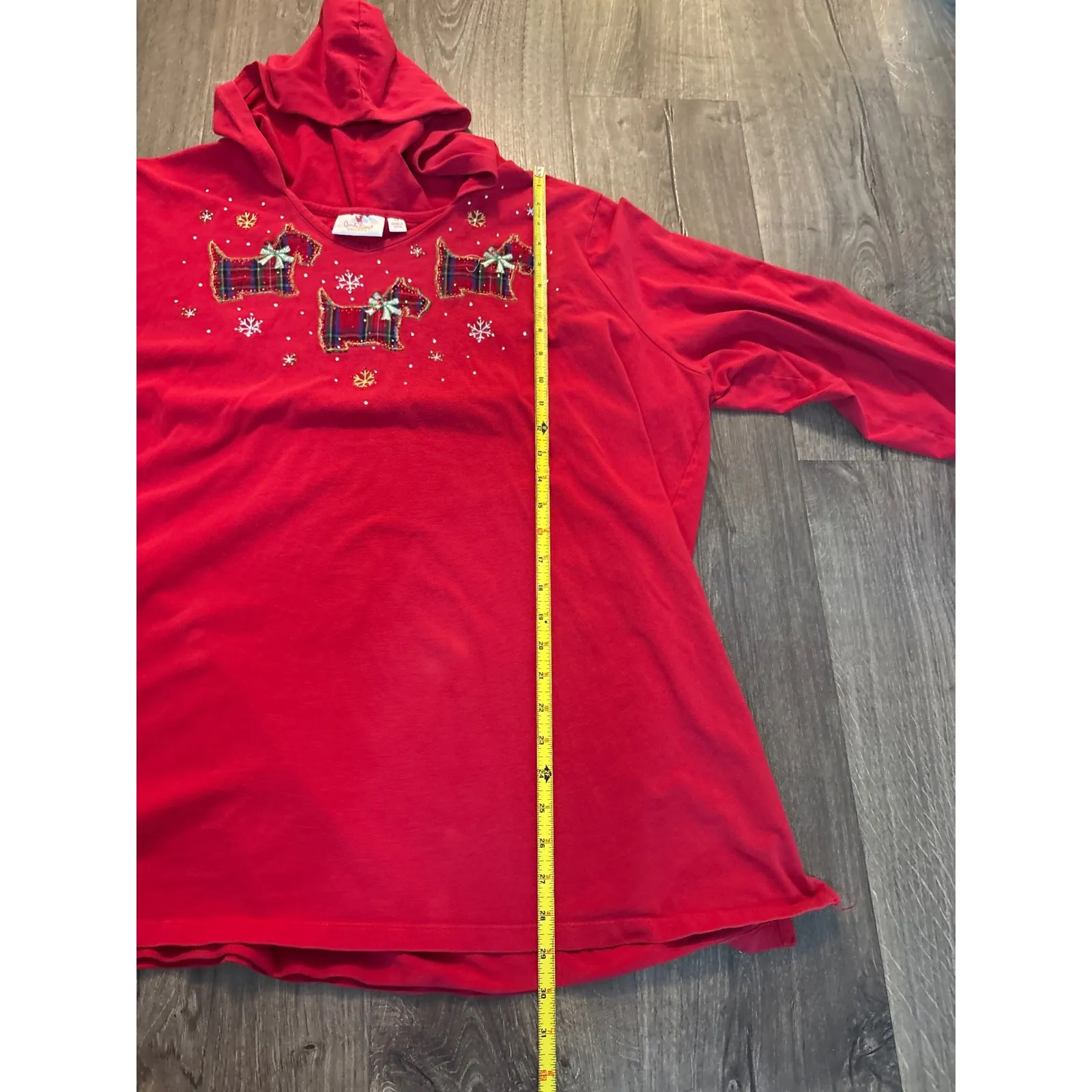 Quacker Factory Red Scottish Terrier Dog Christmas Holiday Hoodie 3X - Image 6