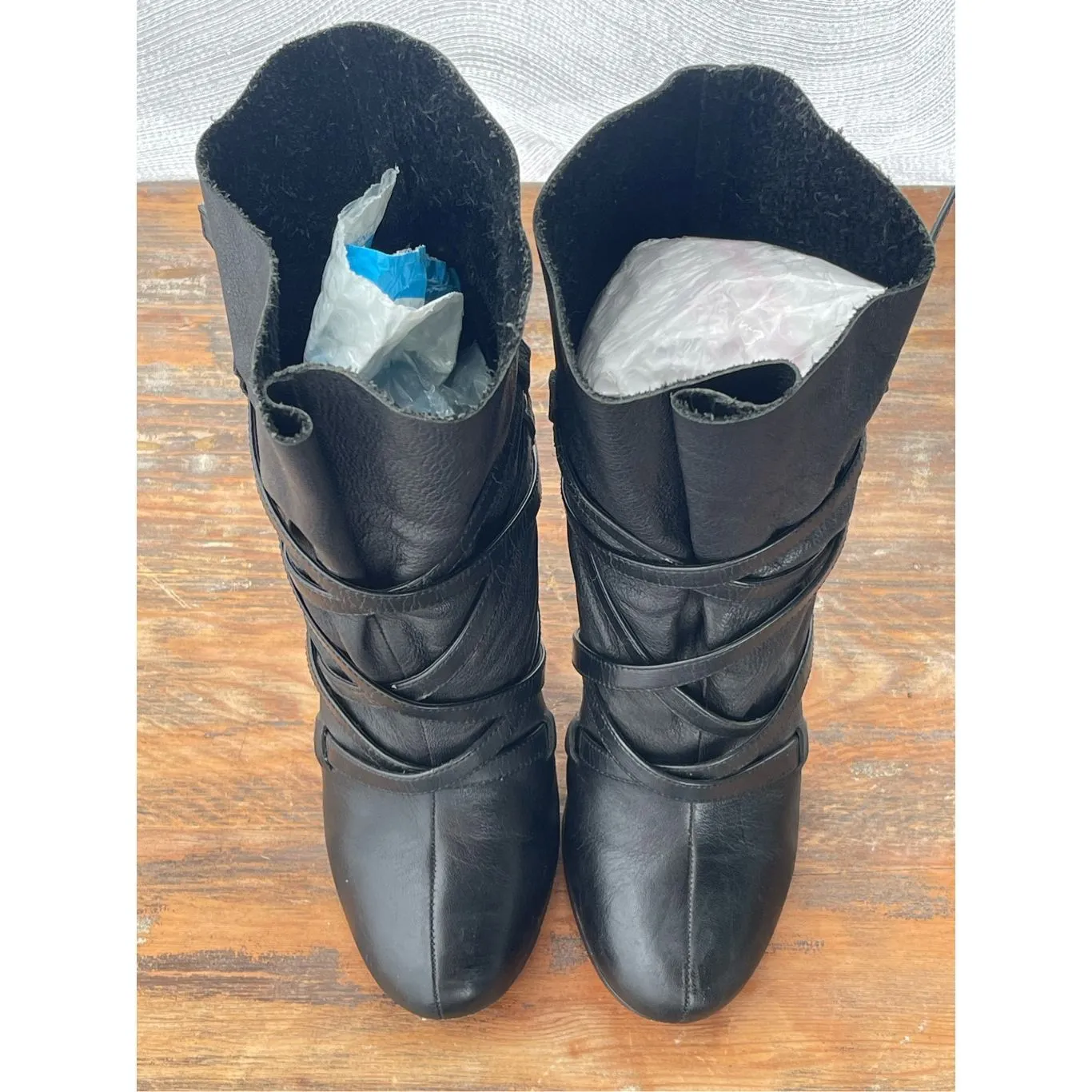 Kelly & Katie Women's Leather Strappy Double Buckle Heeled Boots Black Size 8.5‎ - Image 4