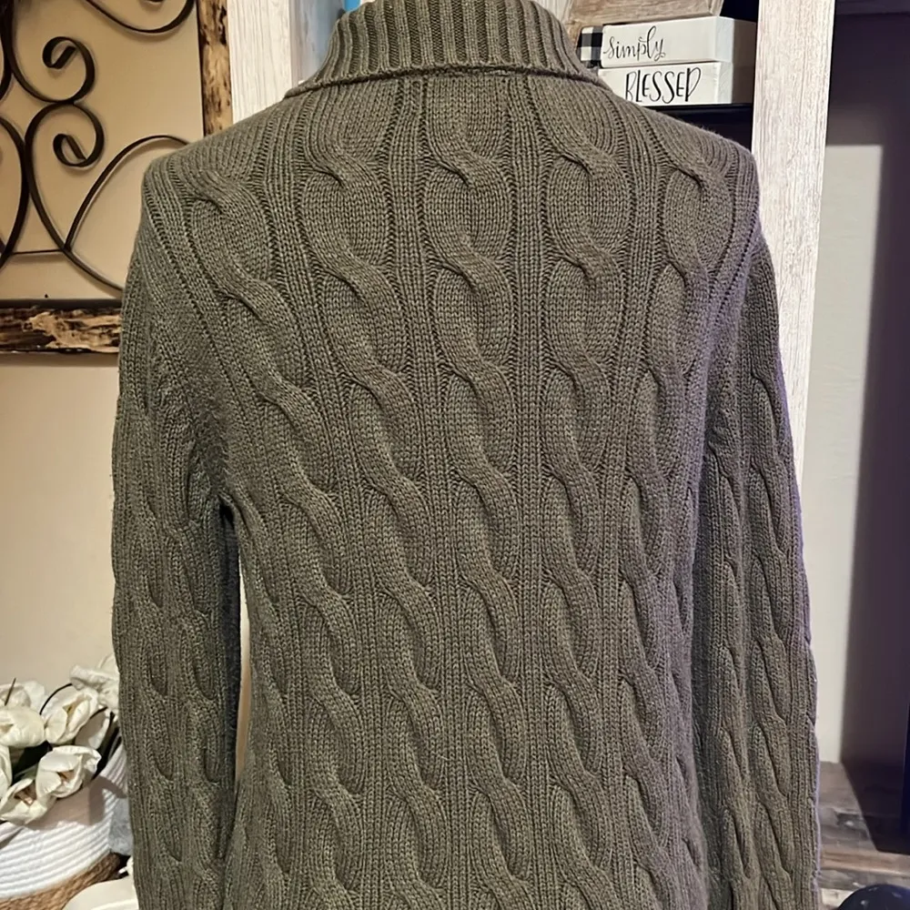 Polo Ralph Lauren olive green Women's cable net Sweater, 100% Cotton Sz S - Image 5