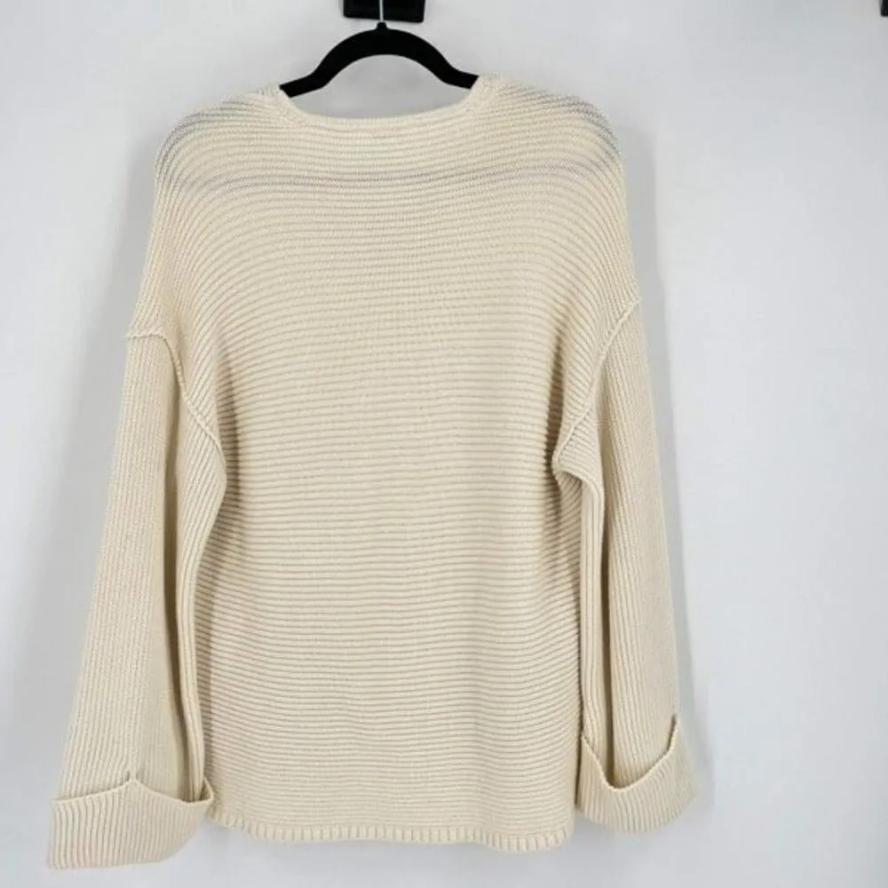 Free People Women's La Brea V-Neck Knitted Pullover Sweater Cream‎ Size XS - Image 12