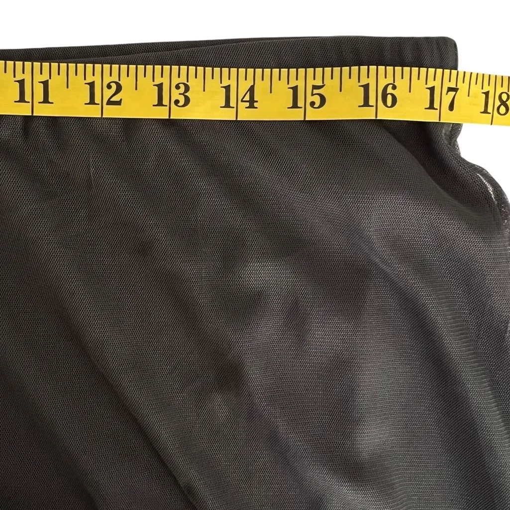 J Jill Womens Whimsigoth Sheer Mesh Slip Skirt Size L Embroidered Fairy Stretch Gray Size L - Image 3