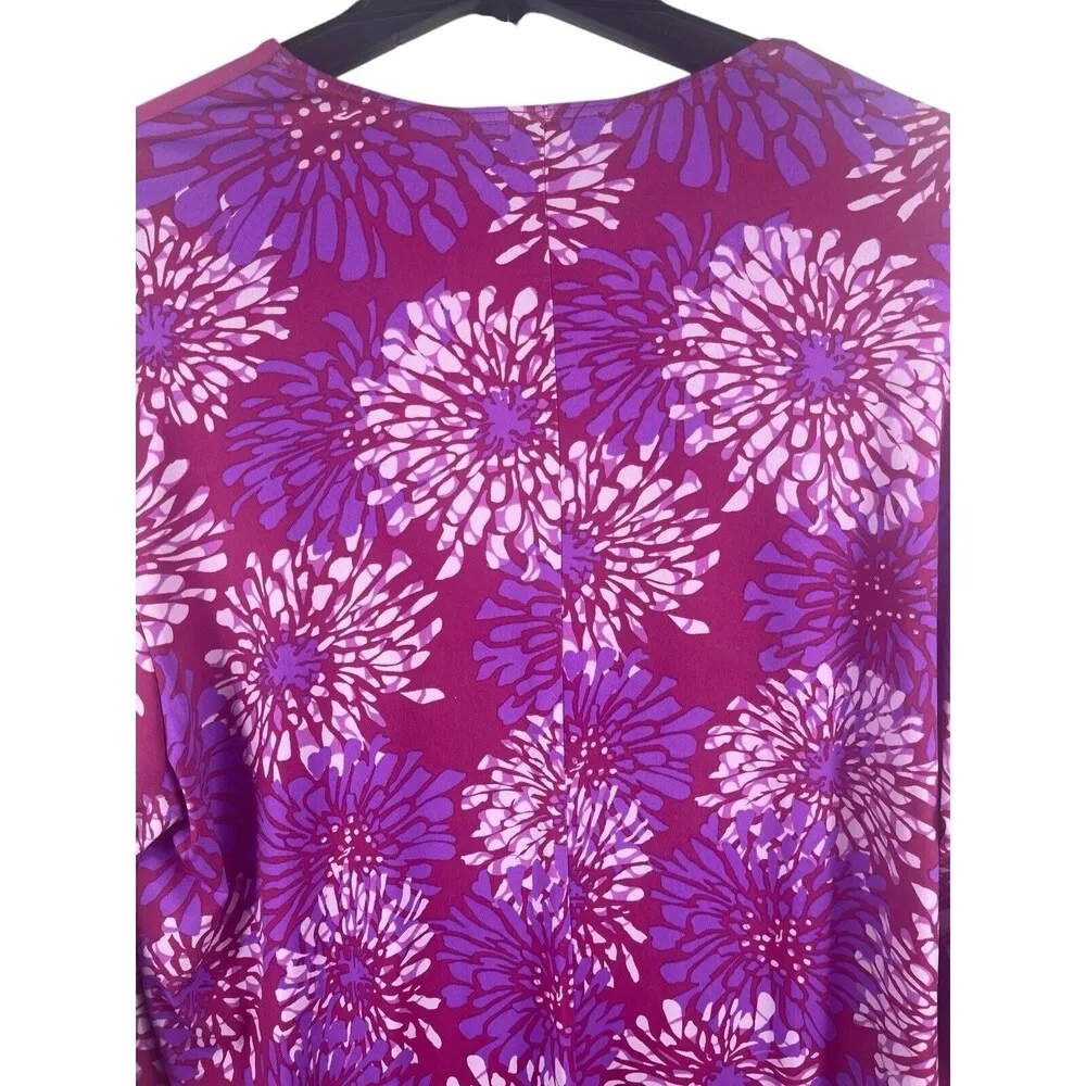 VTG CSC Studio Pink Purple Floral Japanese Haori Look Stretch Top 1X USA Made - Image 6