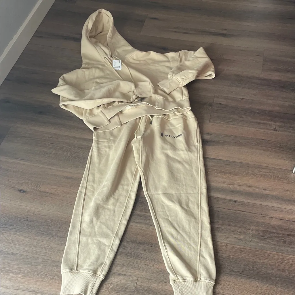 FP Movement Free People Undefeated Sweatshirt/Pant Set Tan Size XS - Image 4