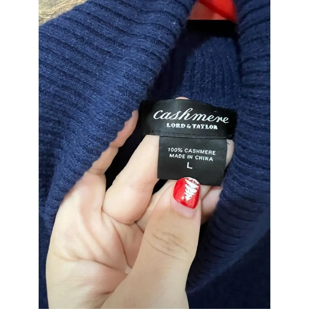 Lord and Taylor cashmere turtleneck weather sz L run smaller Blue Size L - Image 3