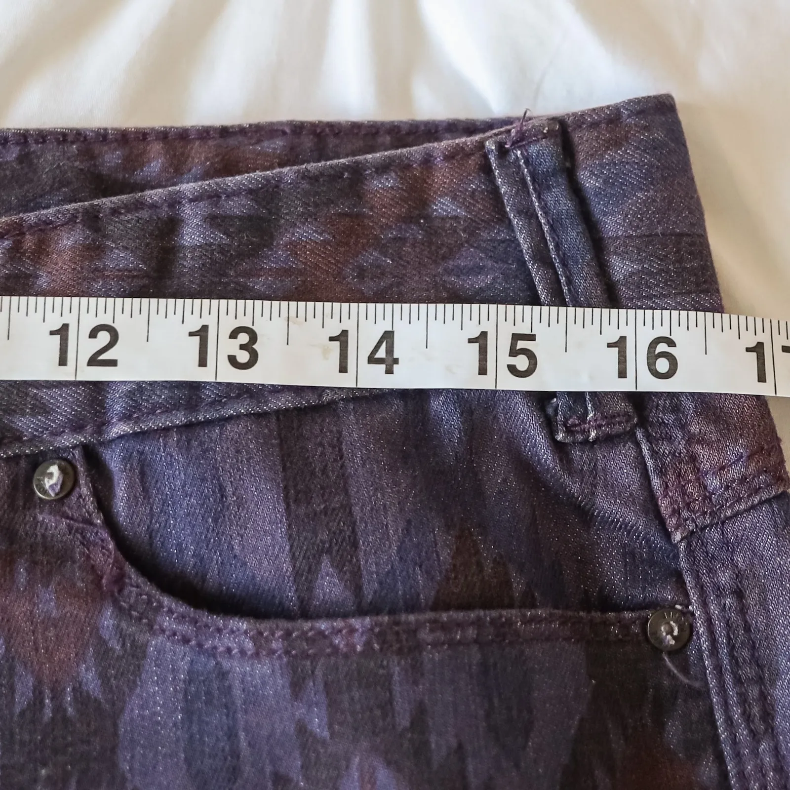 Free People Jeans Skinny Printed Aztec Purple‎ Denim Pants Size 29 Stretch Boho - Image 11
