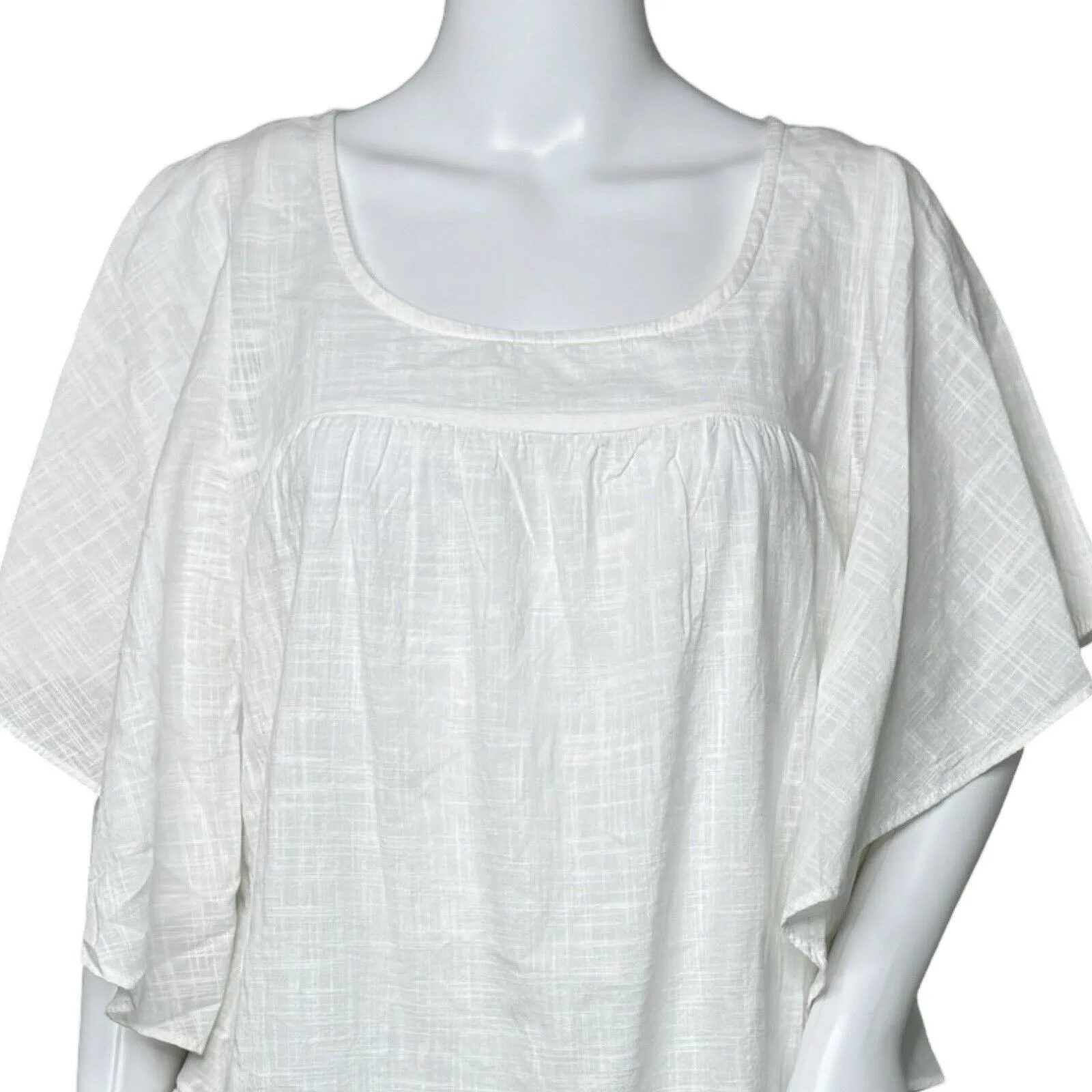 Old Navy Tunic Dress Womens Medium White Flutter Sleeve Square Neck Boho‎ - Image 5
