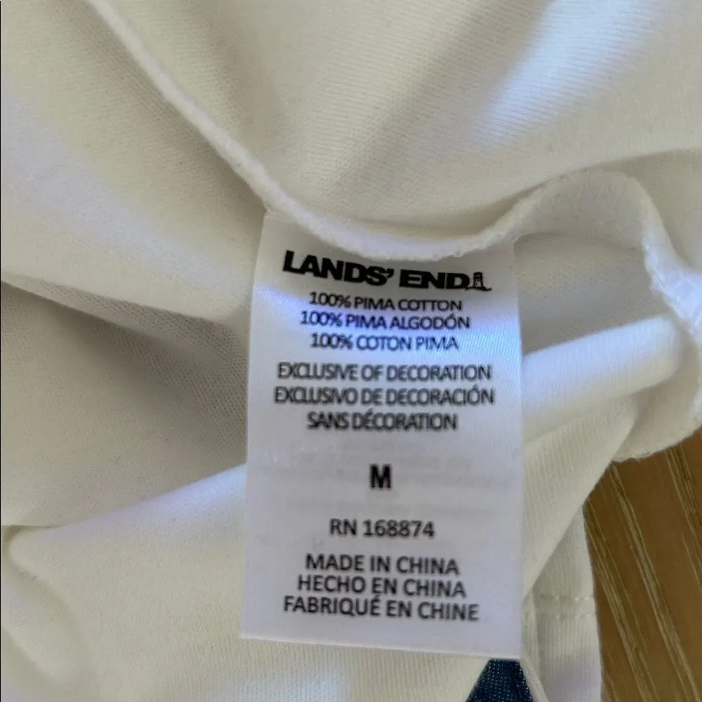 Lands' End 3/4 Sleeve Boat Neck Pima Cotton Tee, White, Size Medium, NWT - Image 7