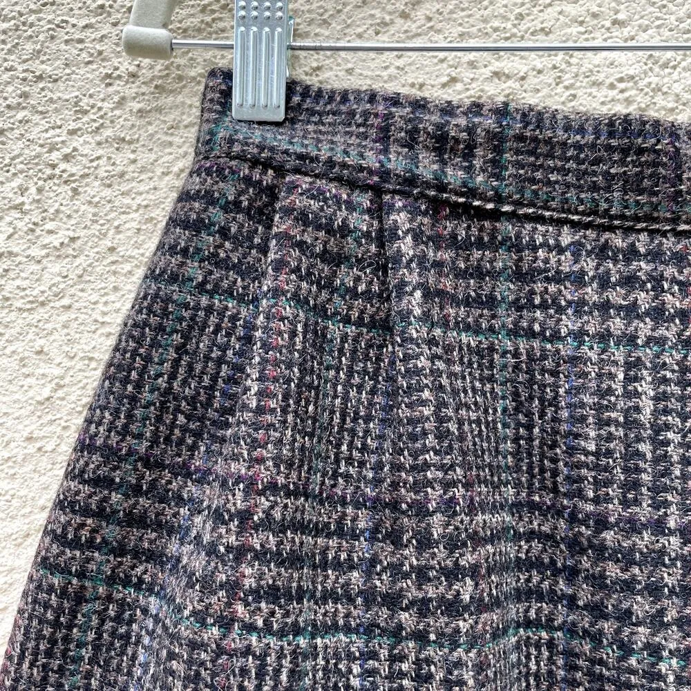Vintage New Old Stock Brown Plaid Wool Skirt 14 Marcye Ross - Image 4