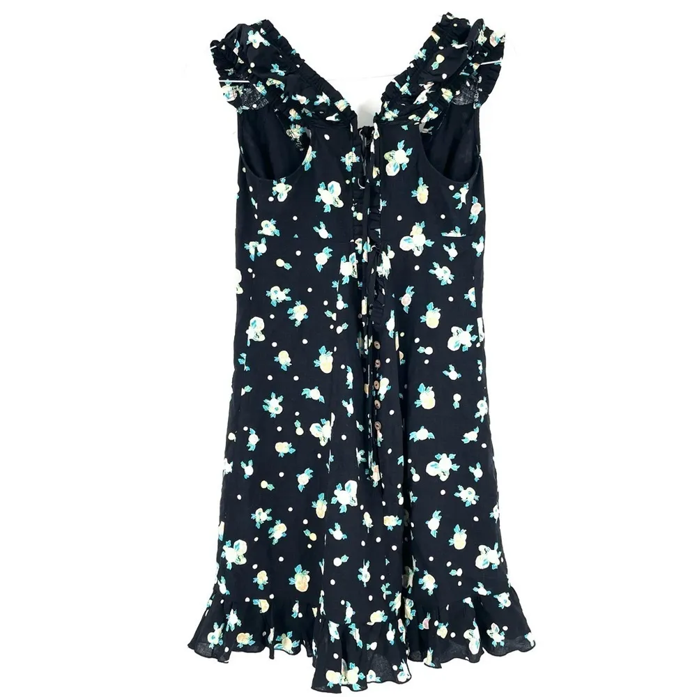 Free People Like A Lady Mini Floral Black Tie Back Mini Tunic Dress - Image 8