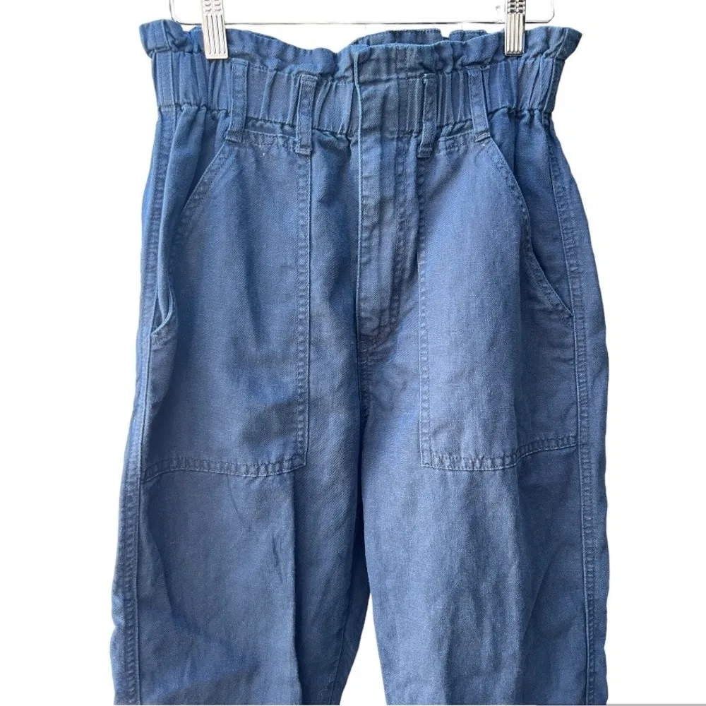 Joie Lariel Paperbag Cotton Linen Pants Midnight Navy Size Small - Image 4