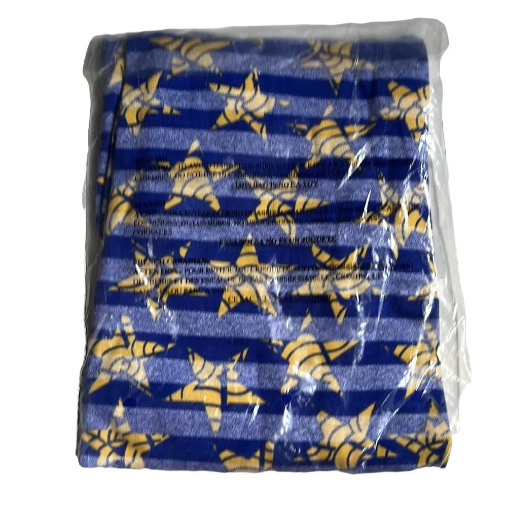 LuLaRoe Blue Striped Irma Top Yellow Starfish New in Package Size XS - Image 6