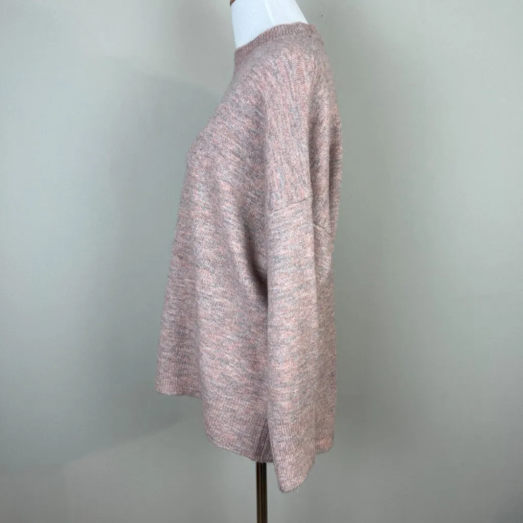Dreamers Sweater‎ Small Gray Pink Mock Neck Long Sleeve Knit Relaxed Fit - Image 6