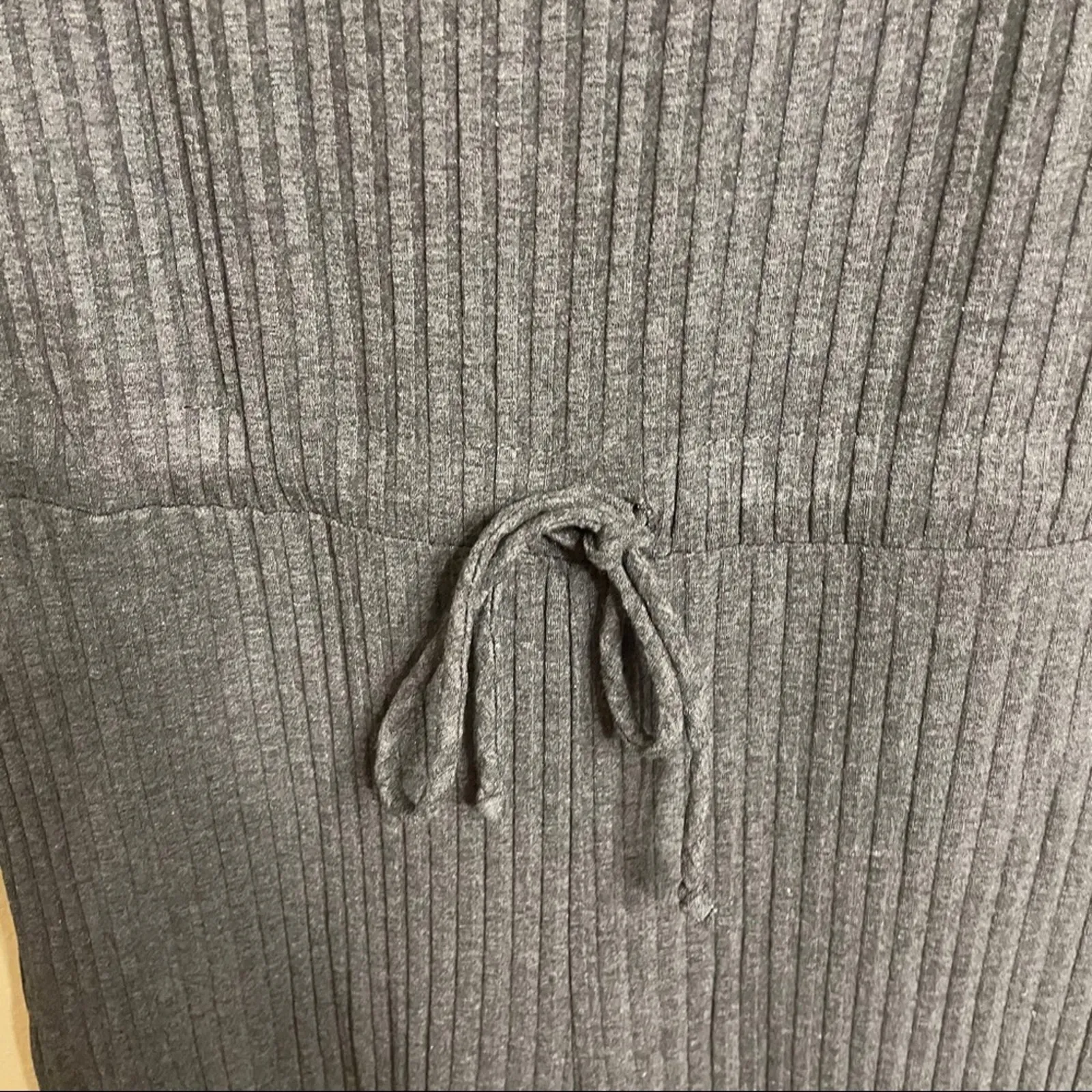 Calé Charcoal Gray Louise Ribbed Long Sleeve Wide Leg Jumpsuit‎ Size S - Image 2