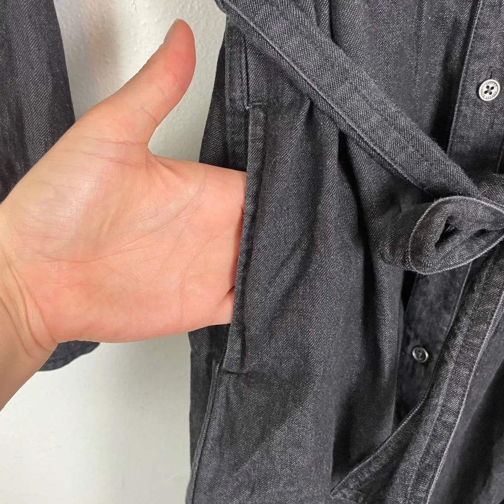 Lauren‎ Ralph Lauren Women's M Gray Long Sleeve Denim Shirt Dress Belted - Image 7