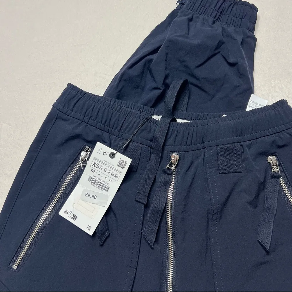 Zara Cargo Trousers With Zips Blue NWT - Image 8