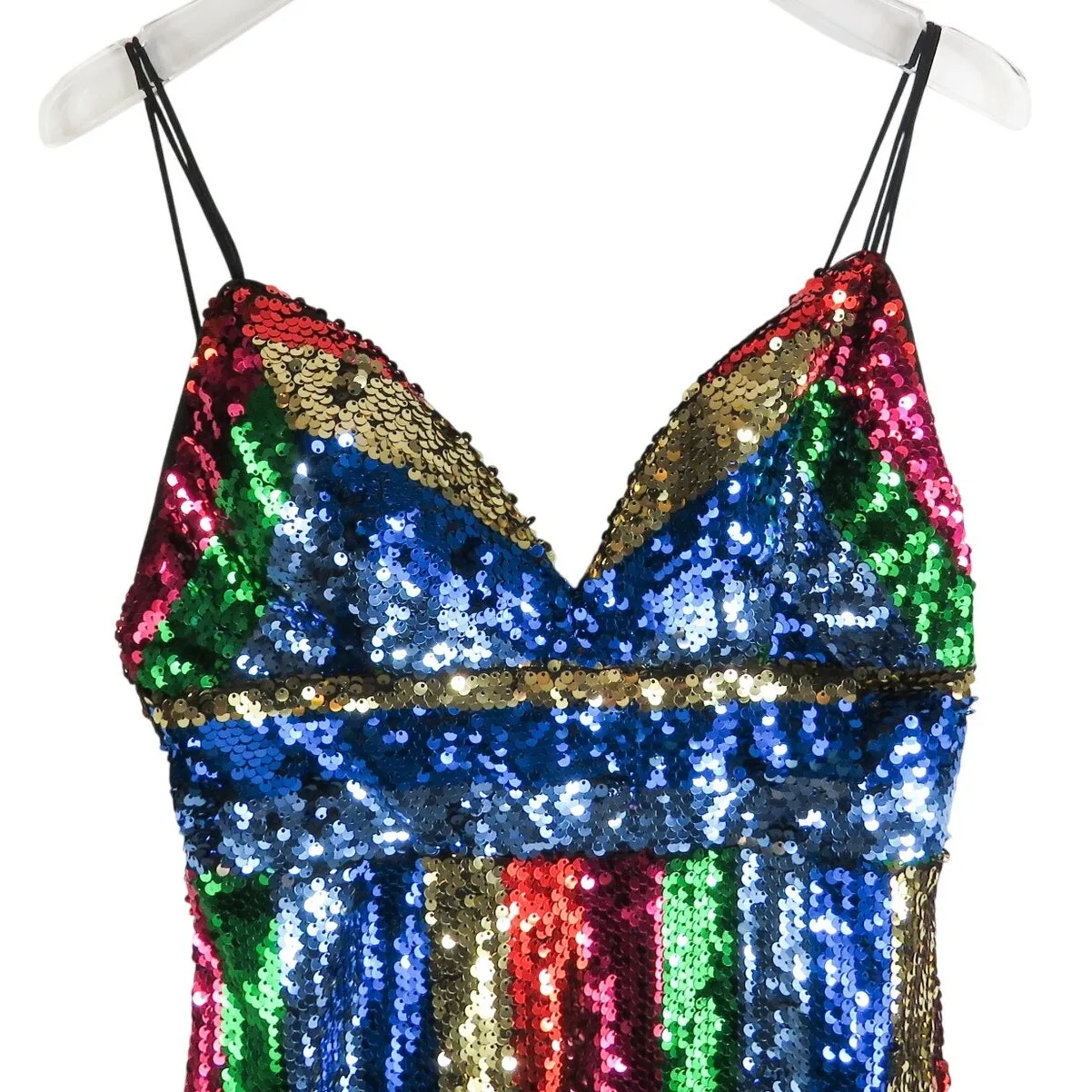 Revolve ENTRY Multicolor Rainbow Sequin Cocktail Mini Dress Small Party Club - Image 3