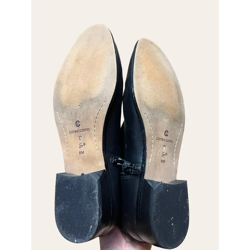 Corso Como Black Leather Mid-Calf Belted Equestrian Biker Boots Size 8 - Image 6