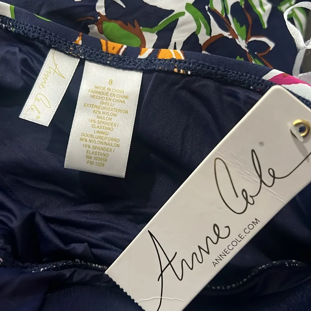 Anne Cole STRAPLESS Twist Front Shirred One-Piece Swimsuit, Size 8 NEW w/Tag - Image 5