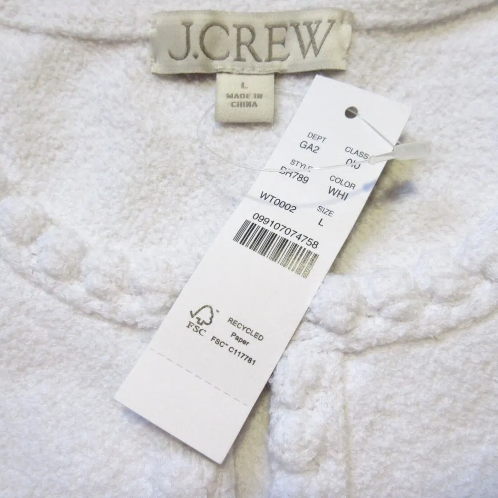NWT J.Crew Odette Sweater Lady Jacket in White Cotton-blend Boucle Cardigan L - Image 2