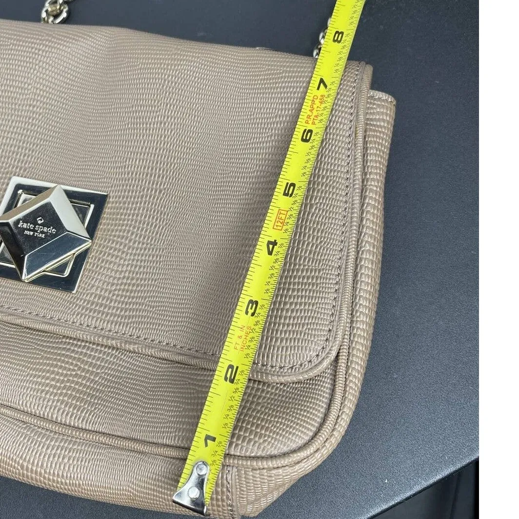 Kate Spade Rafaela Bag Marble Hill Gray Taupe Twist Lock Purse Tan - Image 8