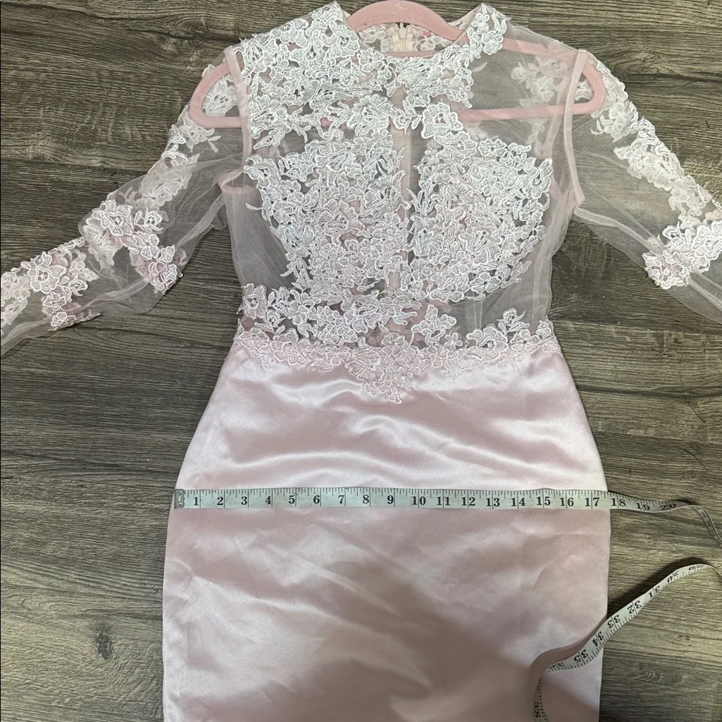 Chic Long Sleeve Pink Gown - Image 9