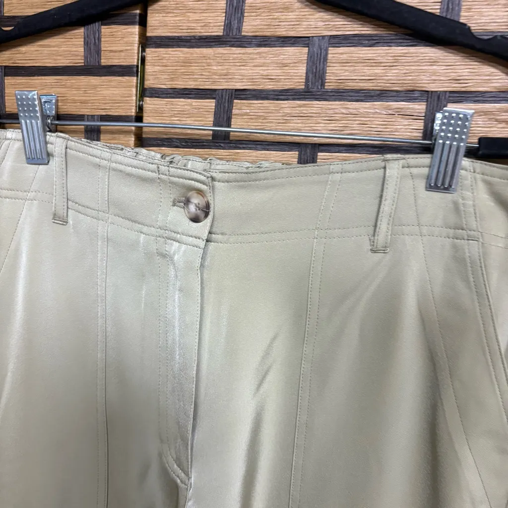 Joie‎ Light Green Satin Cargo Pants Size 6 - Image 4