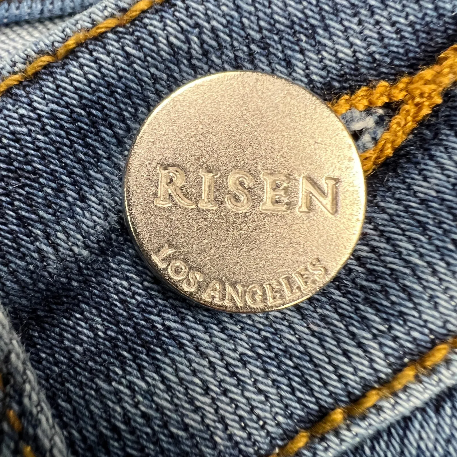 Risen Jeans High Rise Crossover Distressed Straight Leg Jeans RDP5333 Size 1/25 Blue - Image 10