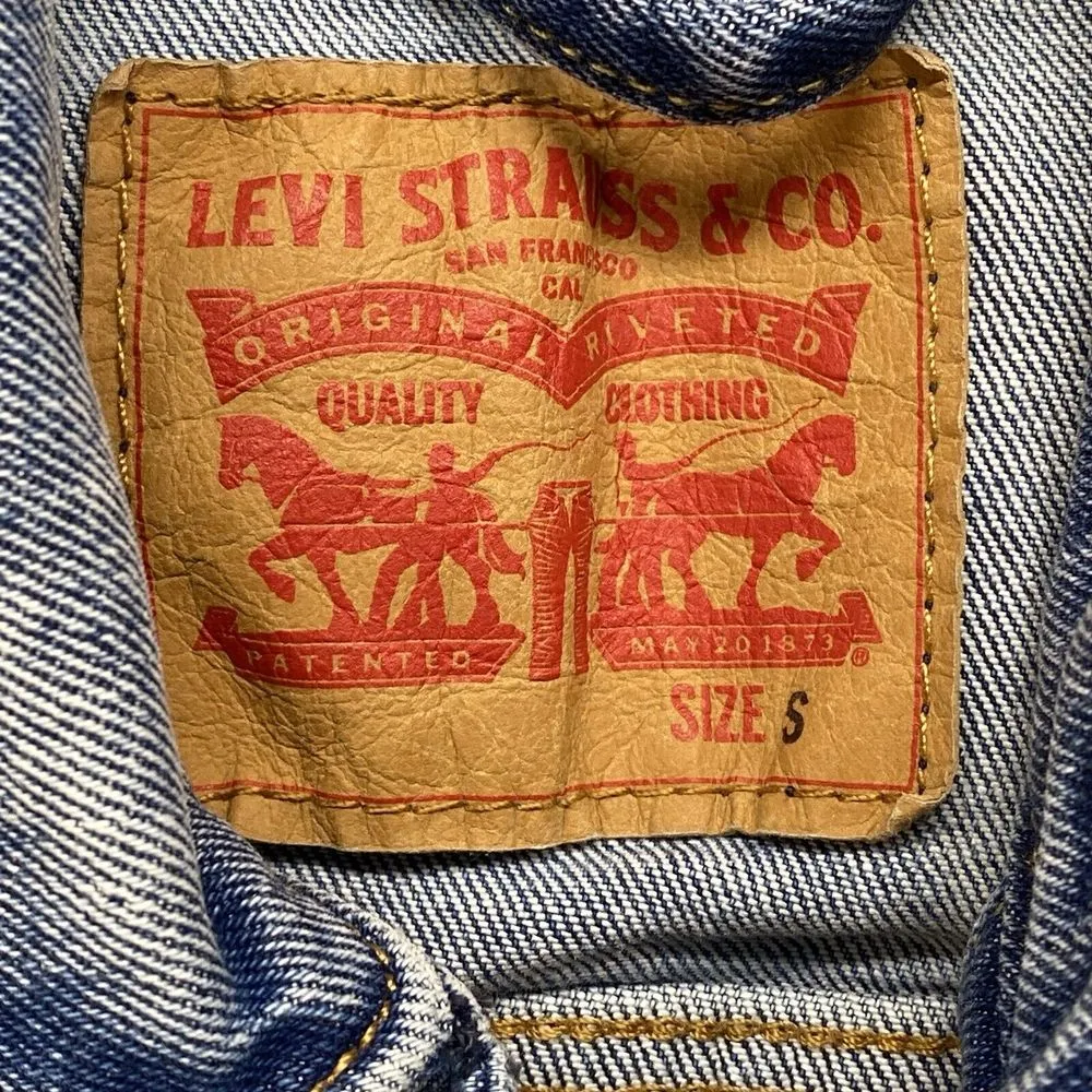 Levis Mens Classic Denim Stonewash‎ Trucker Jean Button Down Jacket Sz Small - Image 4
