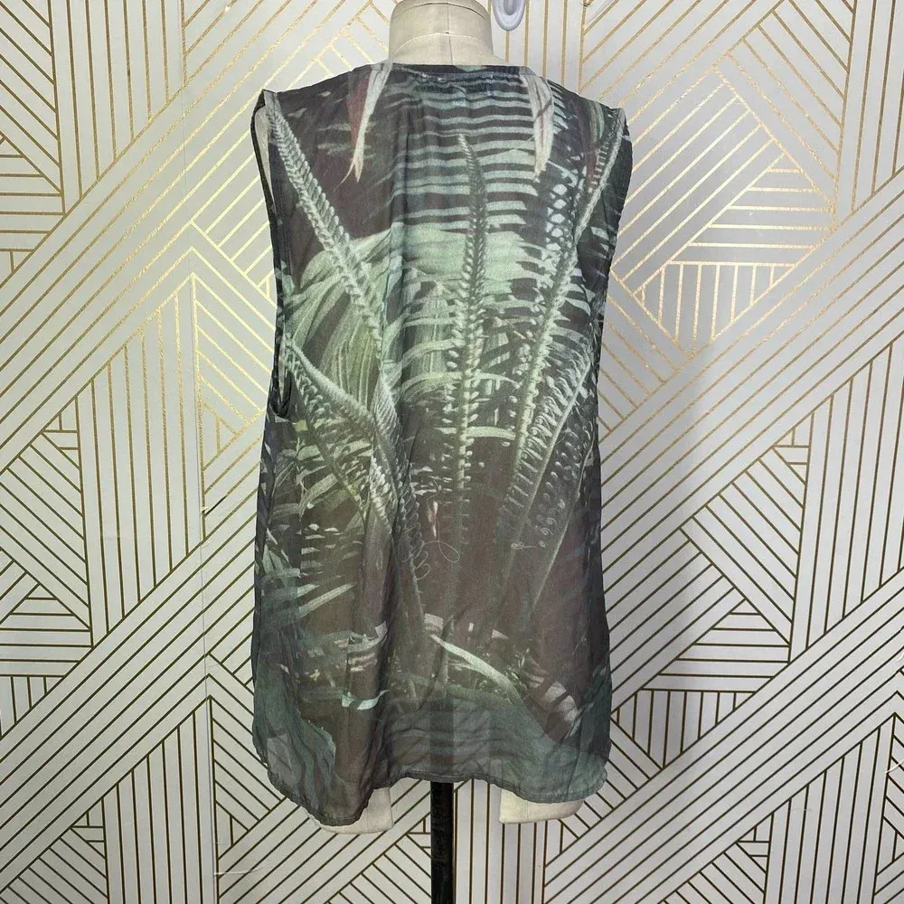 Wildfox Palm Jungle Breezy Graphic Logo Tank Top Green Semi Sheer Size‎ US Small - Image 8
