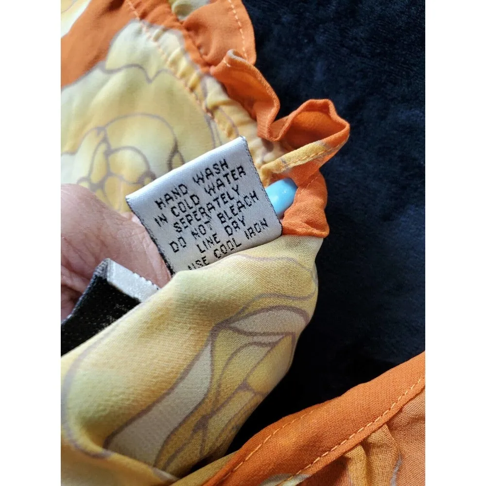 Millenium Women's Orange Floral Scoop Neck Long Sleeve Knee Length Dress Size 20 - Image 10