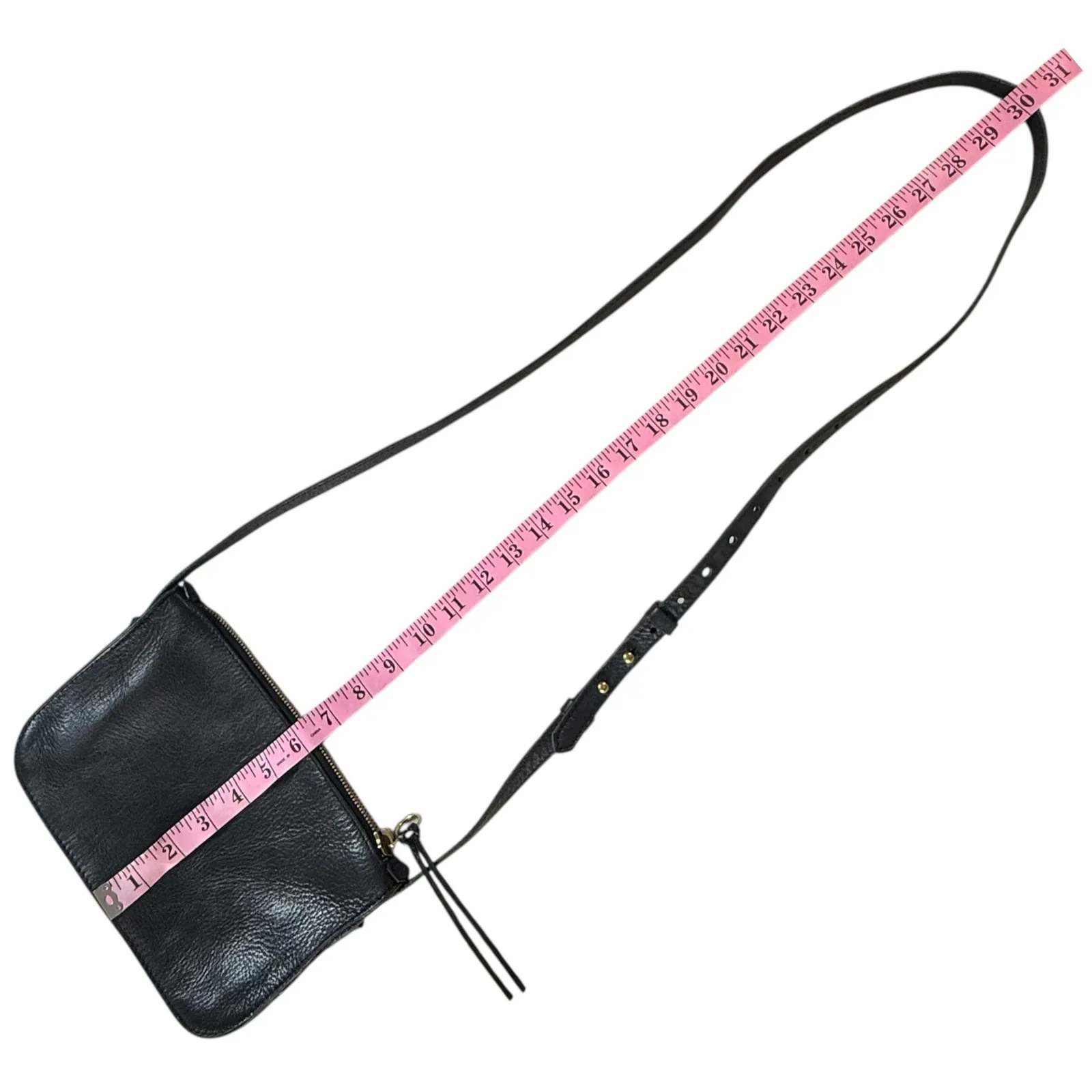 Madewell Black Leather Crossbody Bag Adjustable Strap Zip Top 100% Cow Leather - Image 6