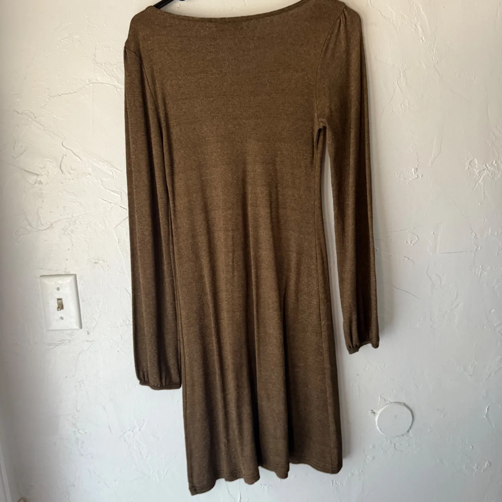 Michael Stars Y2k Dress One Size Brown Long Sleeve Casual Knit Western Boho - Image 6