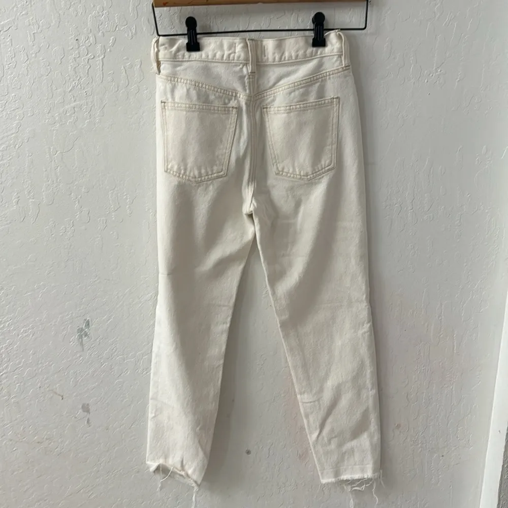 We The Free High Waist Jeans Size 25 Off White Cream Ankle Button Fly - Image 4